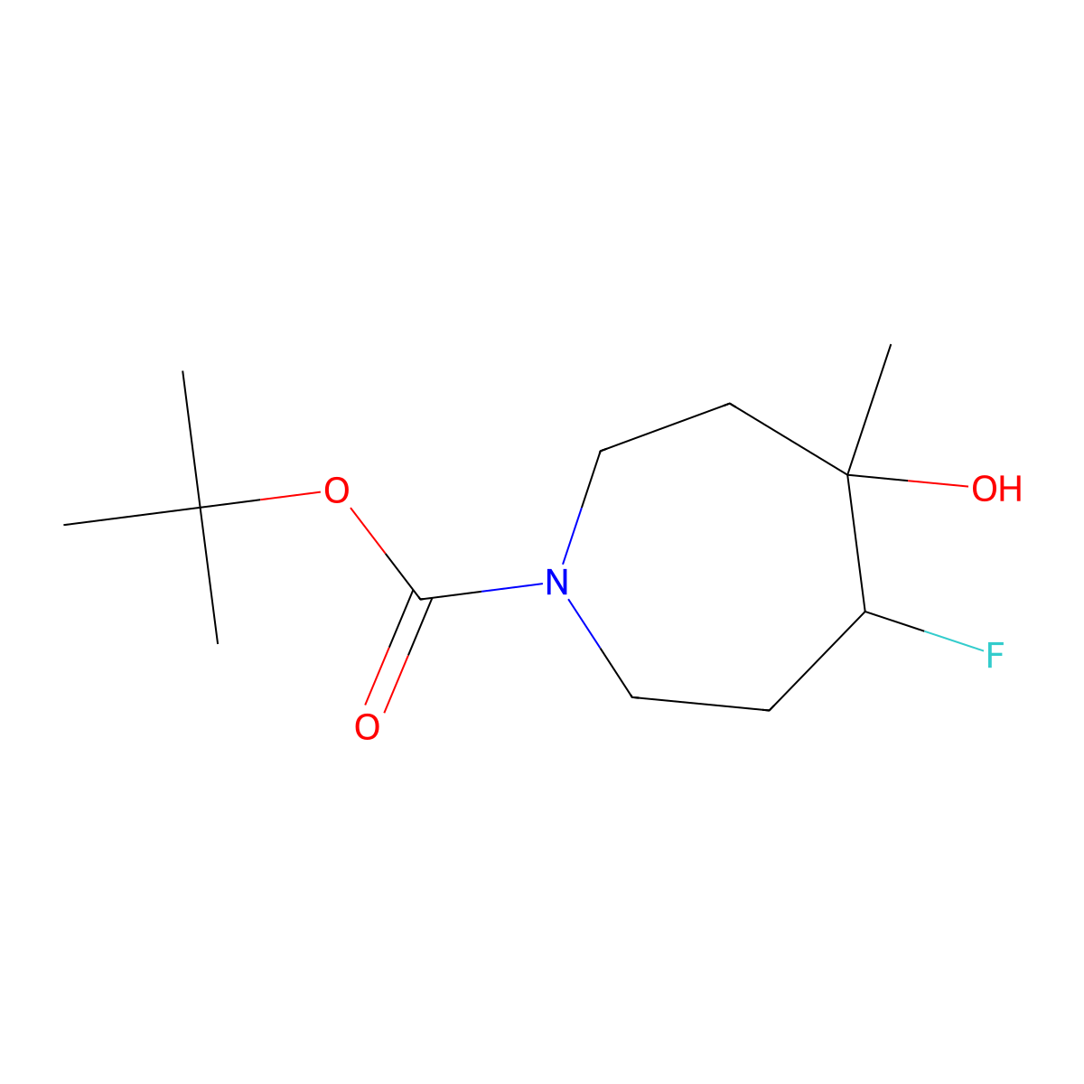 tert-Butyl 5-fluoro-4-hydroxy-4-methylazepane-1-carboxylate molecular structure, CAS 1824024-04-5
