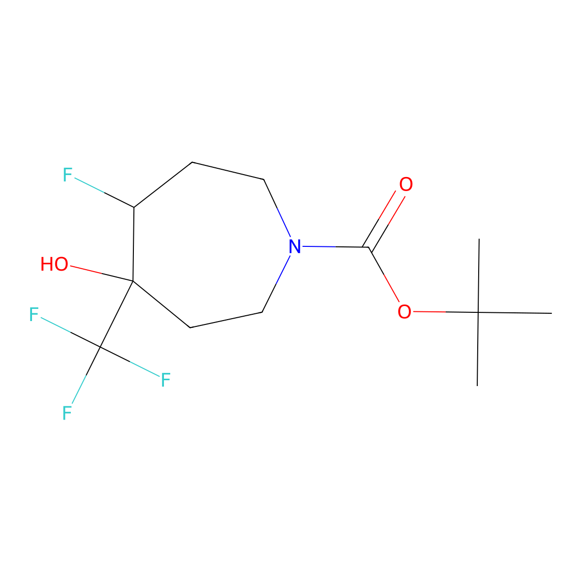 tert-Butyl 5-fluoro-4-hydroxy-4-(trifluoromethyl)azepane-1-carboxylate molecular structure, CAS 1824024-07-8