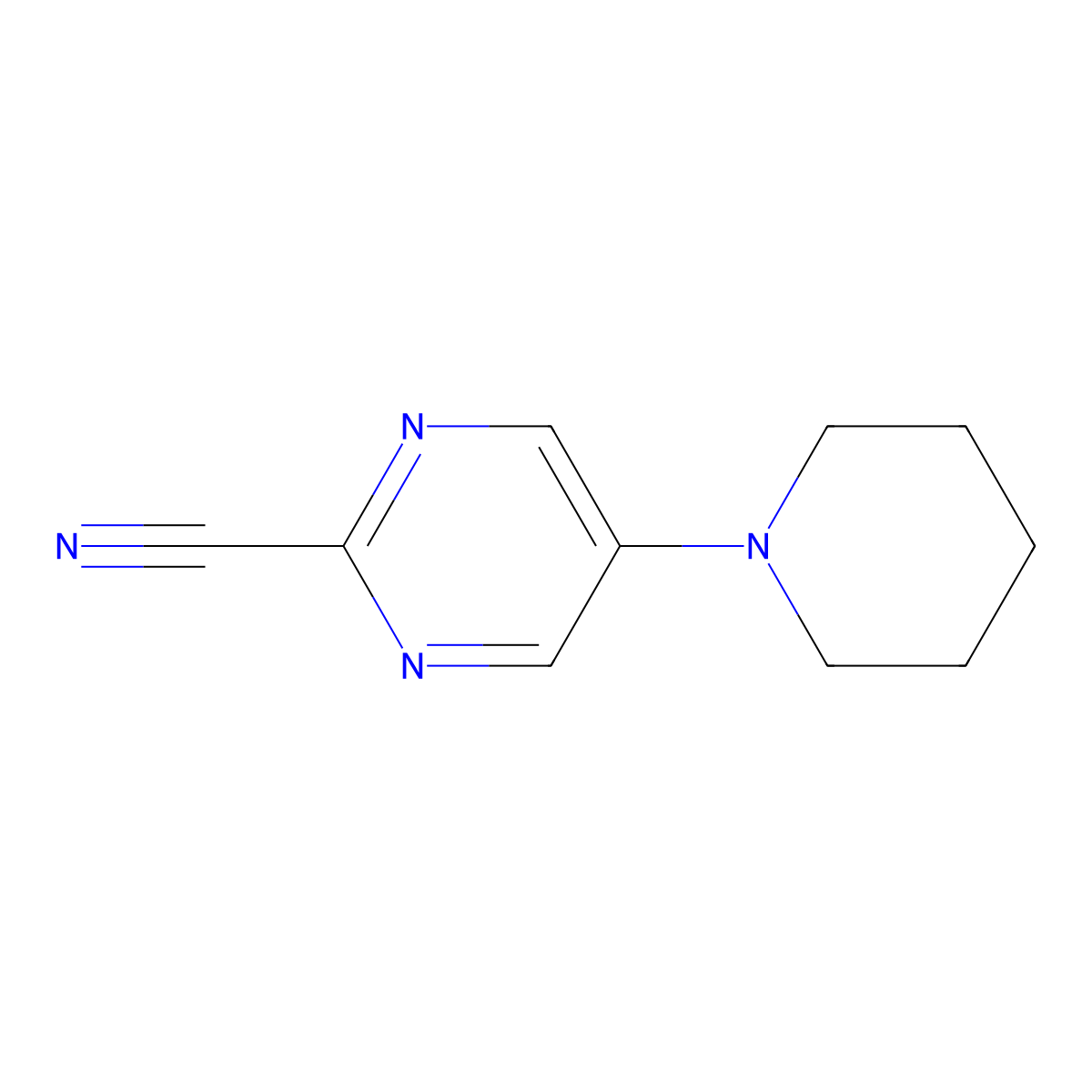 5-(Piperidin-1-yl)pyrimidine-2-carbonitrile molecular structure, CAS 1824024-99-8