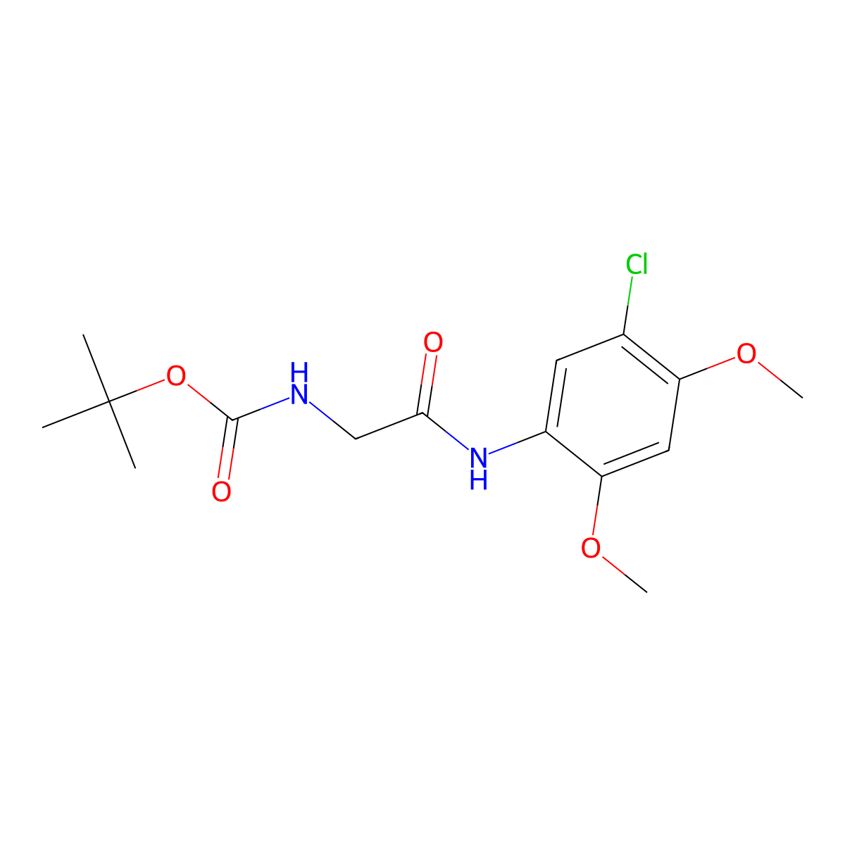 Carbamic acid, [2-[(5-chloro-2,4-dimethoxyphenyl)amino]-2-oxoethyl]-, 1,1-dimethylethyl ester molecular structure, CAS 1824025-38-8