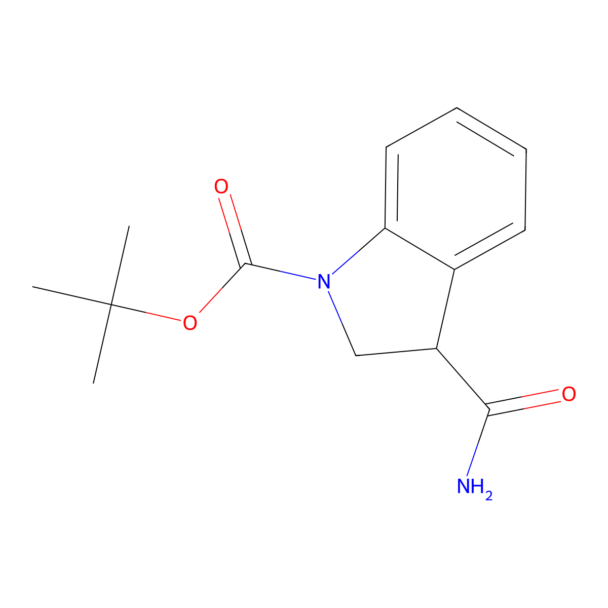 tert-Butyl 3-carbamoylindoline-1-carboxylate molecular structure, CAS 1824025-90-2