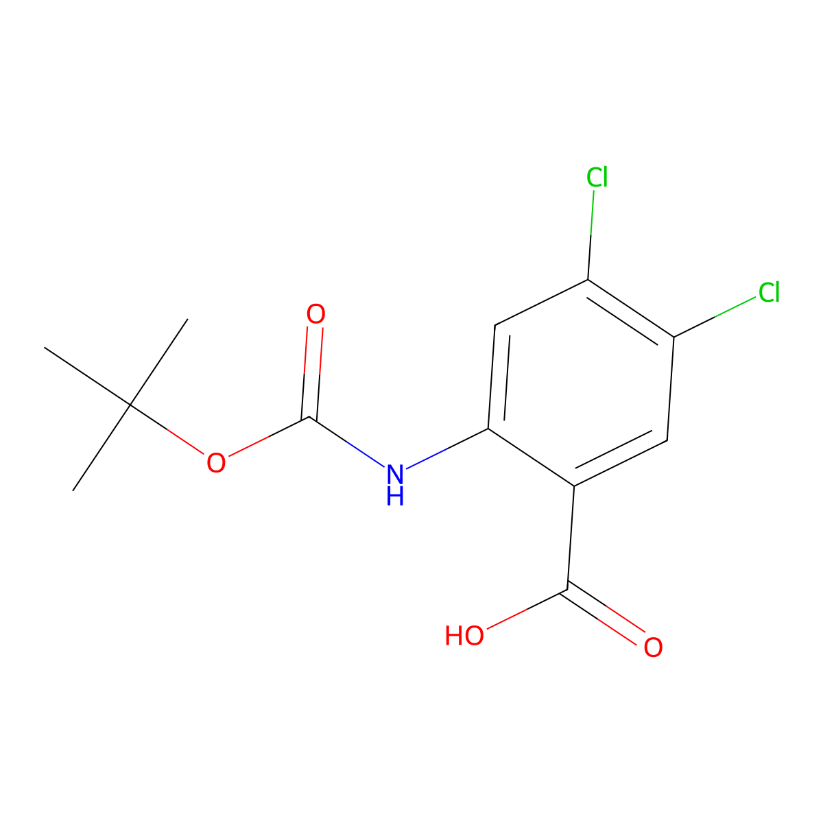 2-{[(Tert-butoxy)carbonyl]amino}-4,5-dichlorobenzoic acid molecular structure, CAS 1824027-52-2