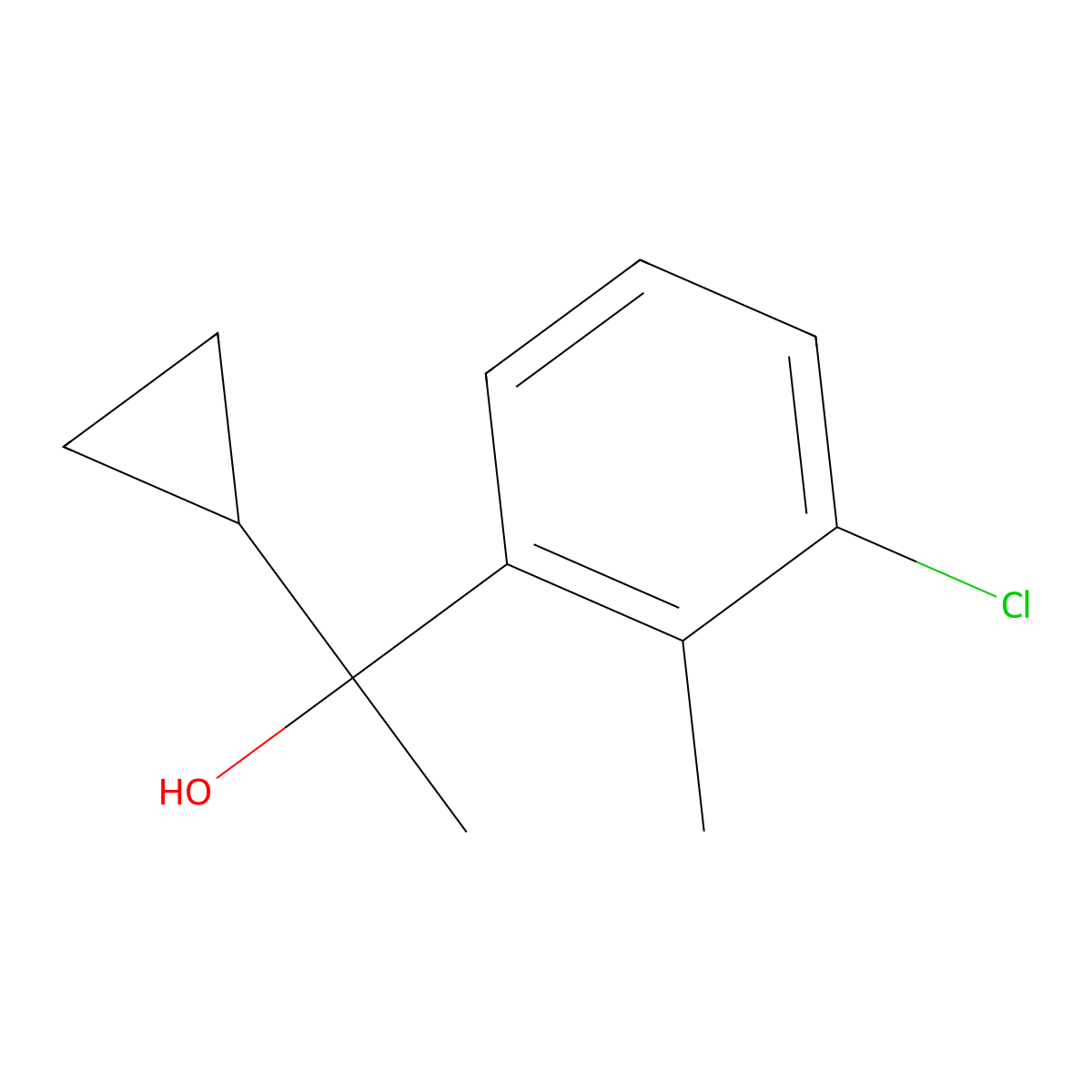 1-(3-Chloro-2-methylphenyl)-1-cyclopropyl ethanol molecular structure, CAS 1824027-56-6