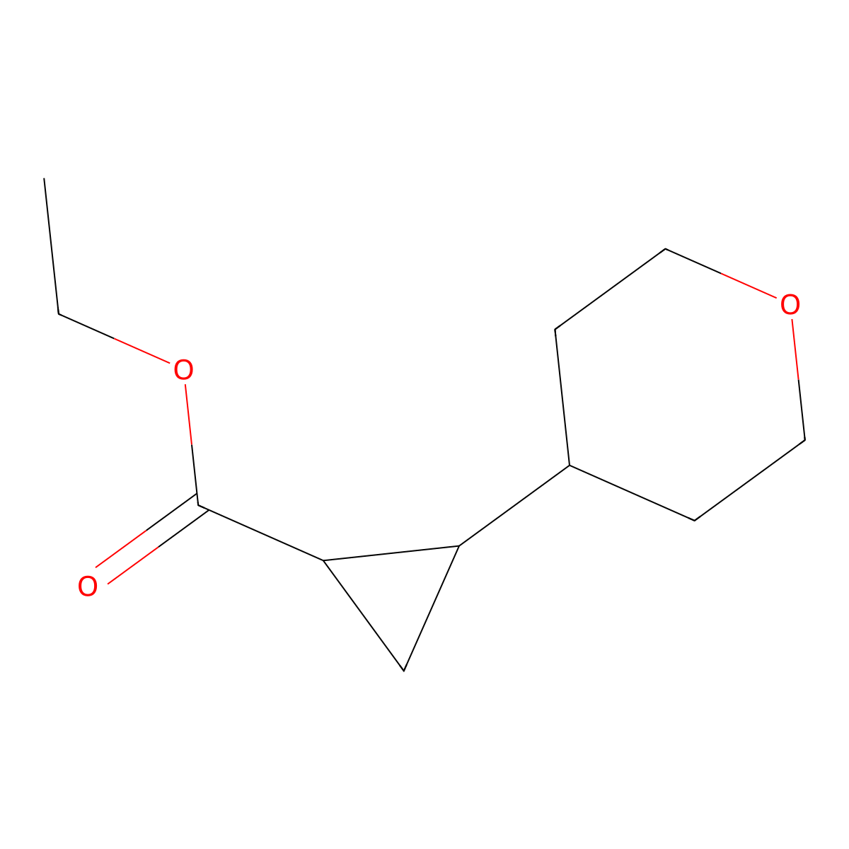 ethyl 2-(tetrahydro-2H-pyran-4-yl)cyclopropanecarboxylate molecular structure, CAS 1824027-95-3