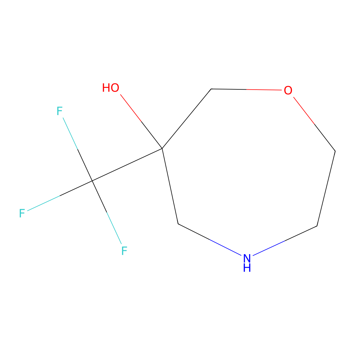 6-(Trifluoromethyl)-1,4-oxazepan-6-ol molecular structure, CAS 1824048-41-0