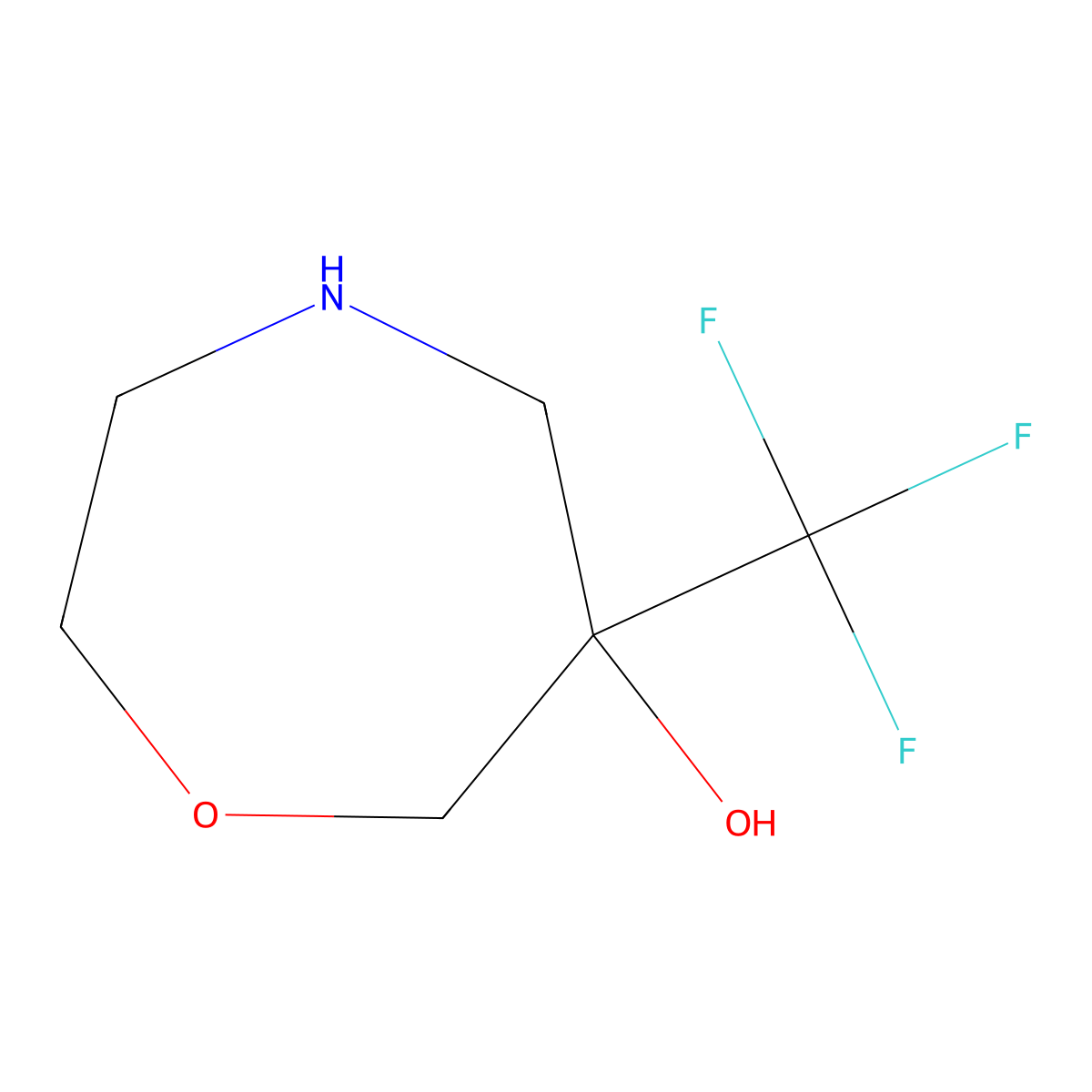 6-(Trifluoromethyl)-1,4-oxazepan-6-ol molecular structure, CAS 1824048-41-0