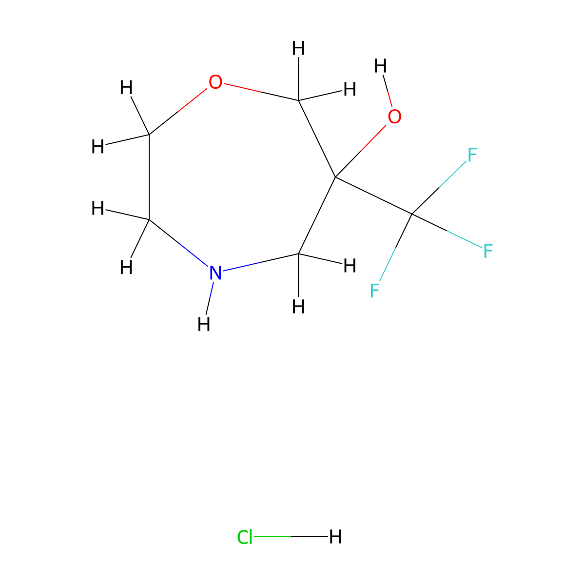 6-(Trifluoromethyl)-1,4-oxazepan-6-ol hydrochloride molecular structure, CAS 1824048-42-1