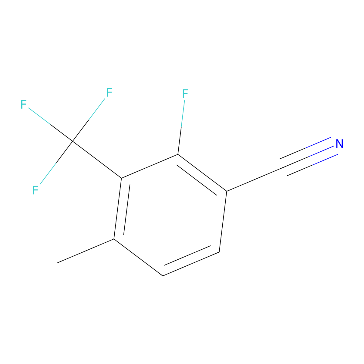 2-Fluoro-4-methyl-3-(trifluoromethyl)benzonitrile molecular structure, CAS 1824048-48-7