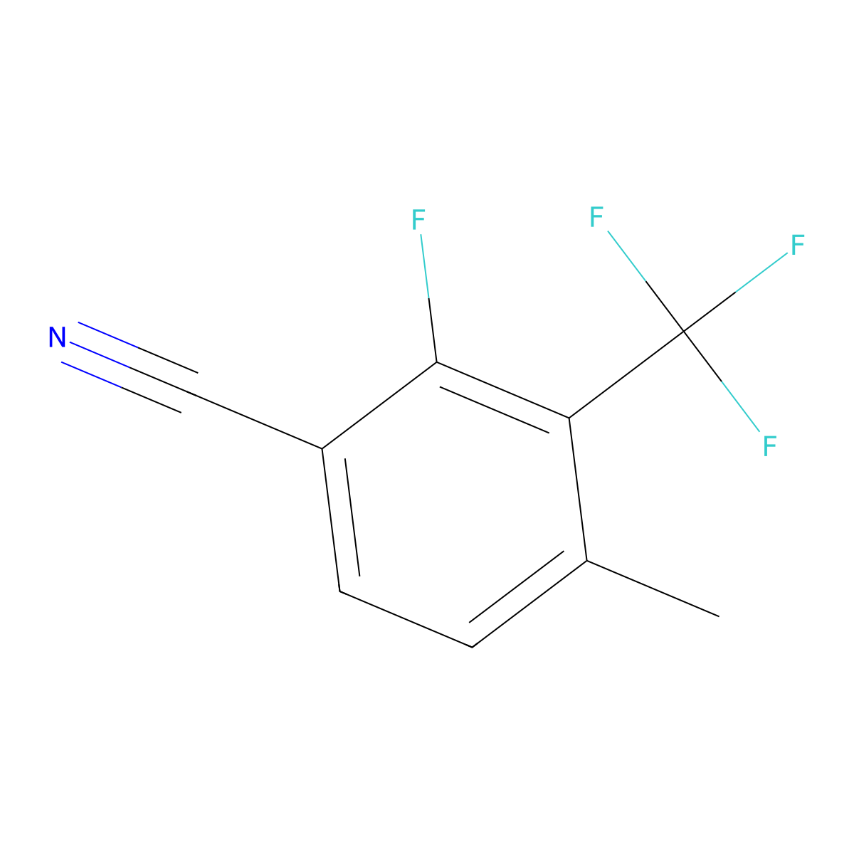 2-Fluoro-4-methyl-3-(trifluoromethyl)benzonitrile molecular structure, CAS 1824048-48-7
