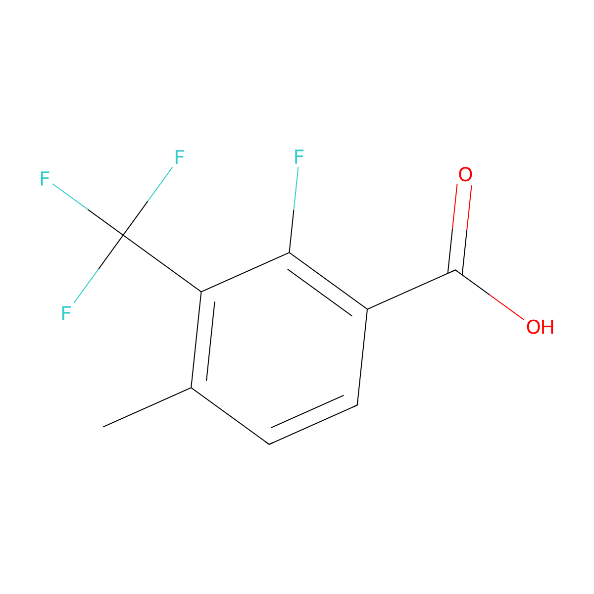 2-Fluoro-4-methyl-3-(trifluoromethyl)benzoic acid molecular structure, CAS 1824048-54-5