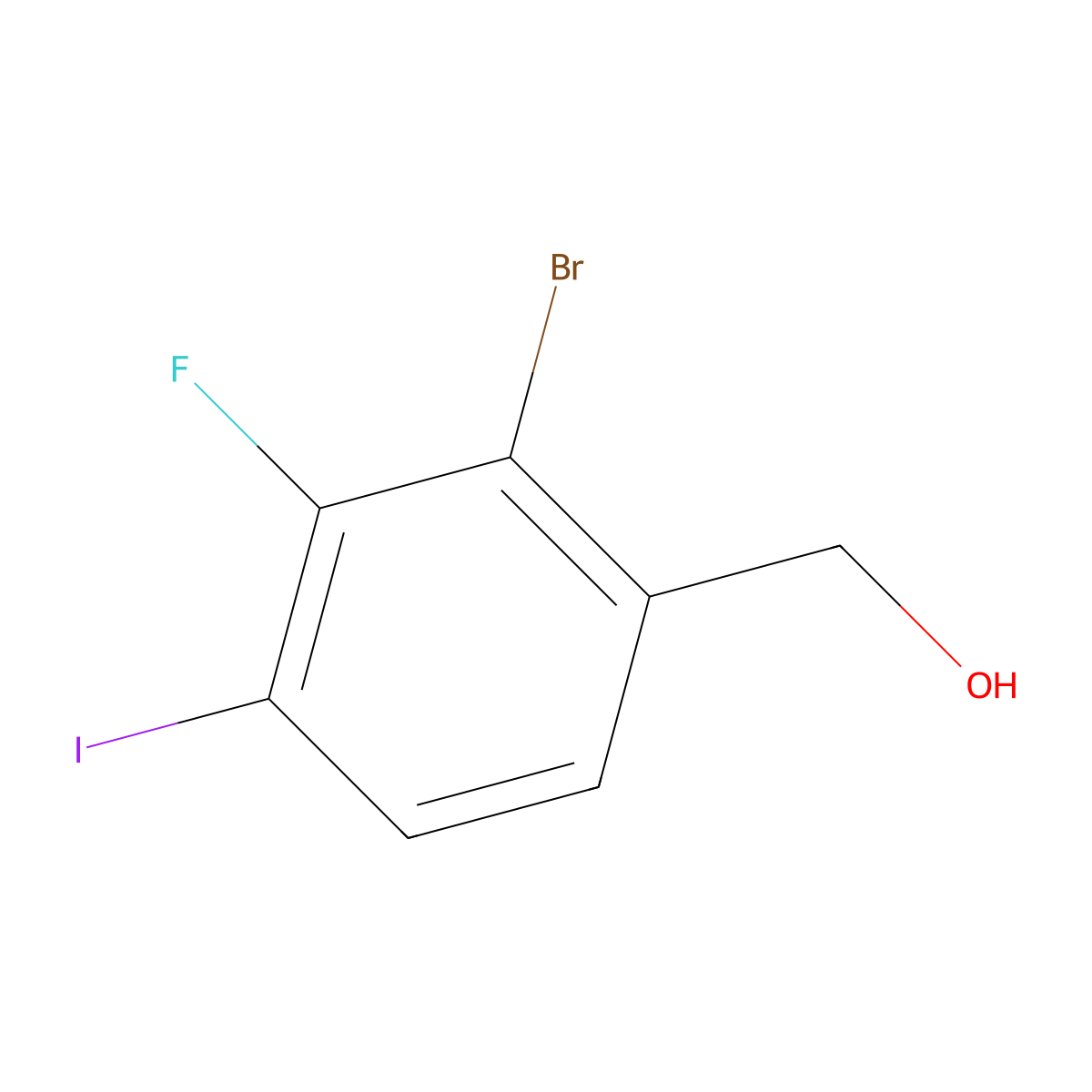 2-Bromo-3-fluoro-4-iodobenzyl alcohol molecular structure, CAS 1824048-56-7