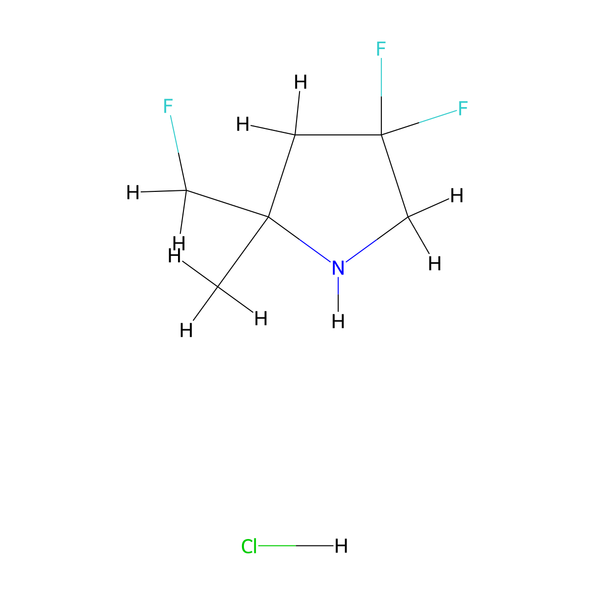4,4-Difluoro-2-(fluoromethyl)-2-methylpyrrolidine hydrochloride molecular structure, CAS 1824048-58-9