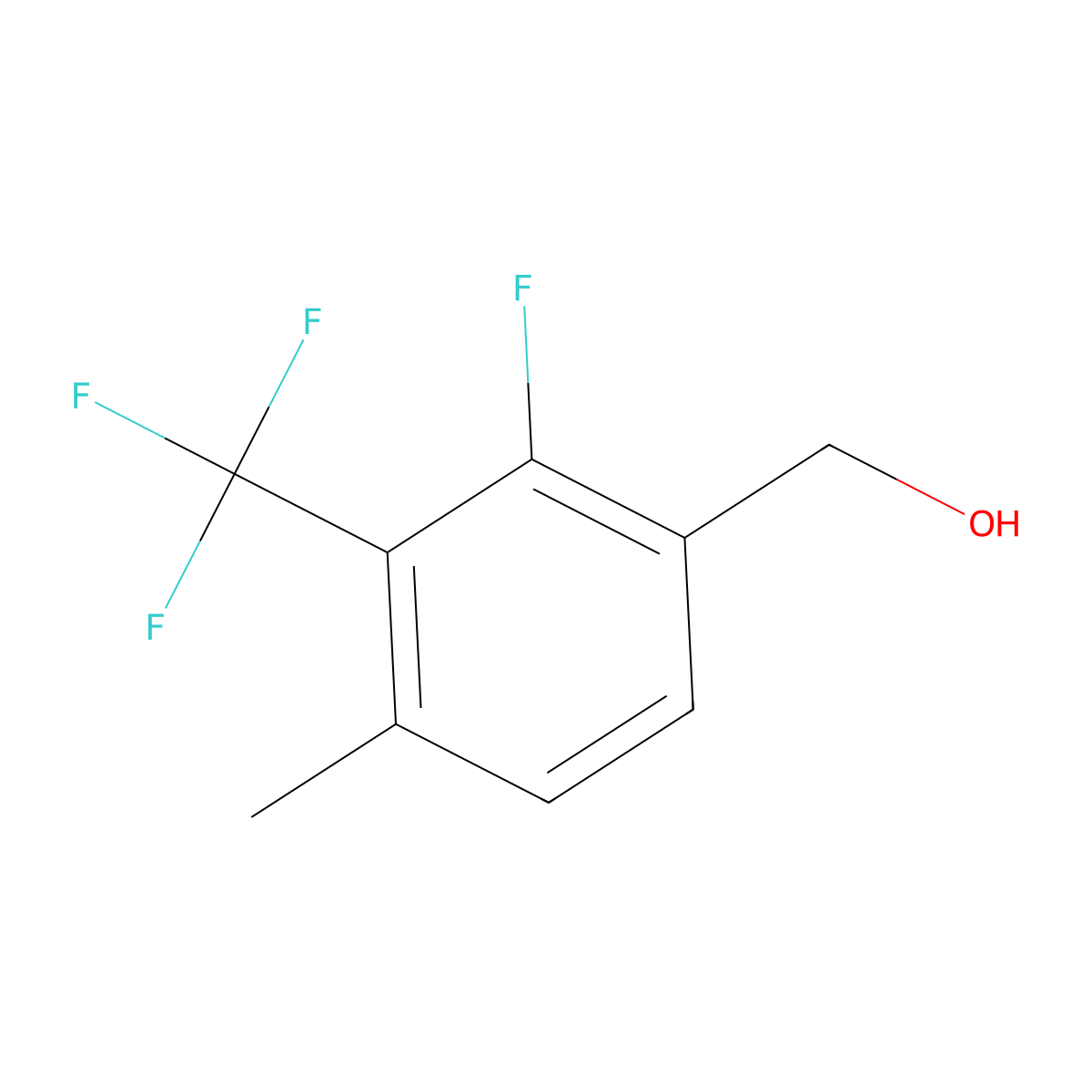 2-Fluoro-4-methyl-3-(trifluoromethyl)benzyl alcohol molecular structure, CAS 1824048-70-5