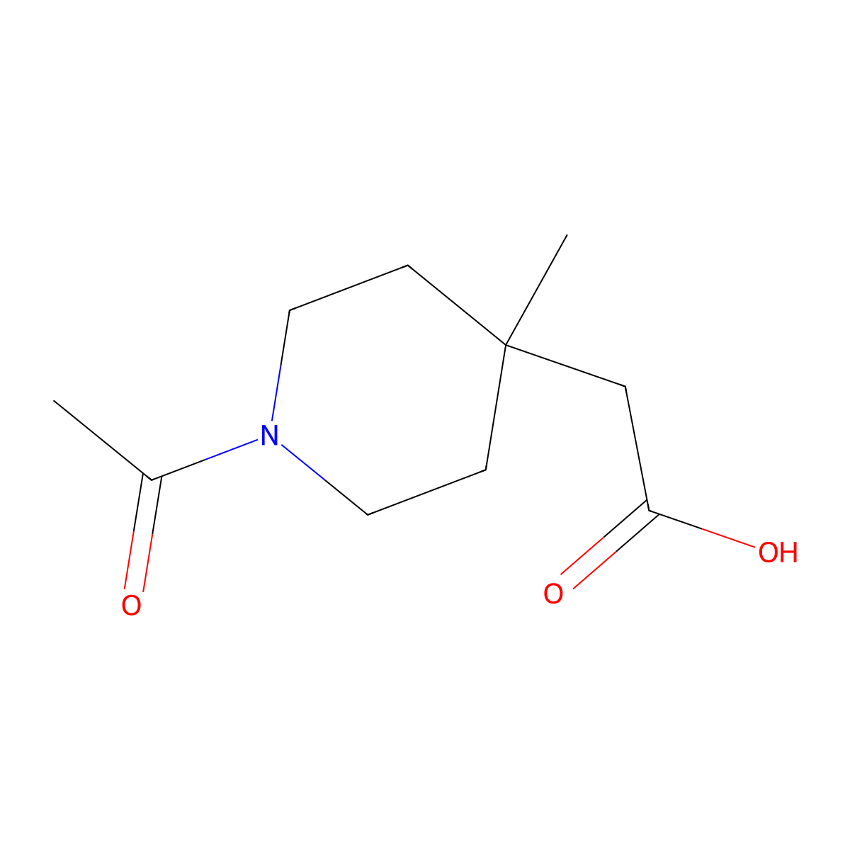 2-(1-Acetyl-4-methylpiperidin-4-yl)acetic acid molecular structure, CAS 1824048-95-4