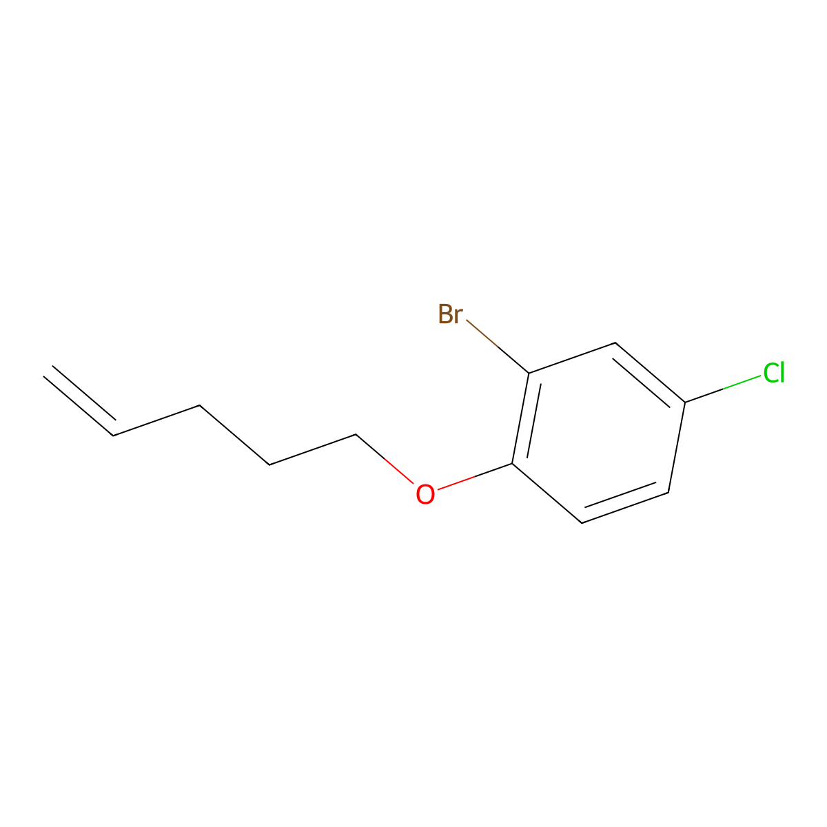 2-Bromo-4-chloro-1-(pent-4-en-1-yloxy)benzene molecular structure, CAS 1824049-26-4