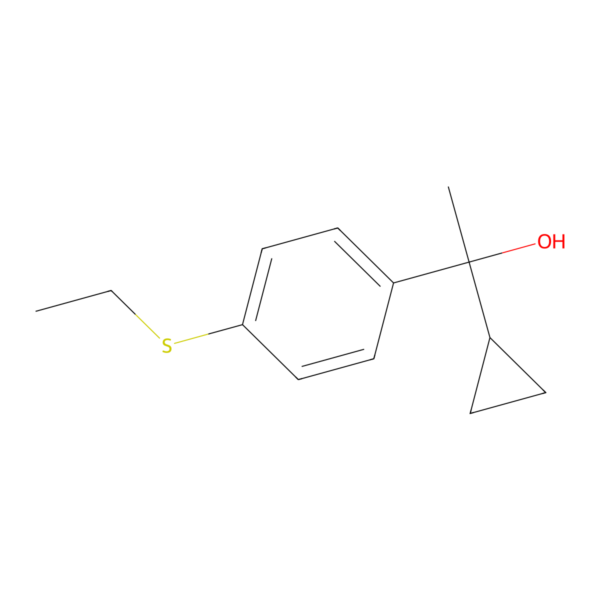 1-[4-(Ethylthio)phenyl]-1-cyclopropyl ethanol molecular structure, CAS 1824055-11-9