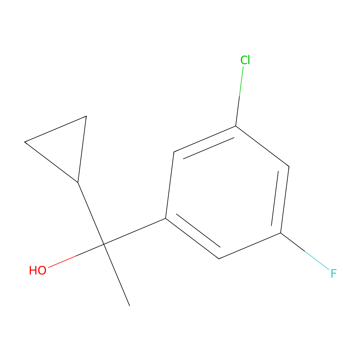 1-(3-Chloro-5-fluorophenyl)-1-cyclopropyl ethanol molecular structure, CAS 1824055-15-3