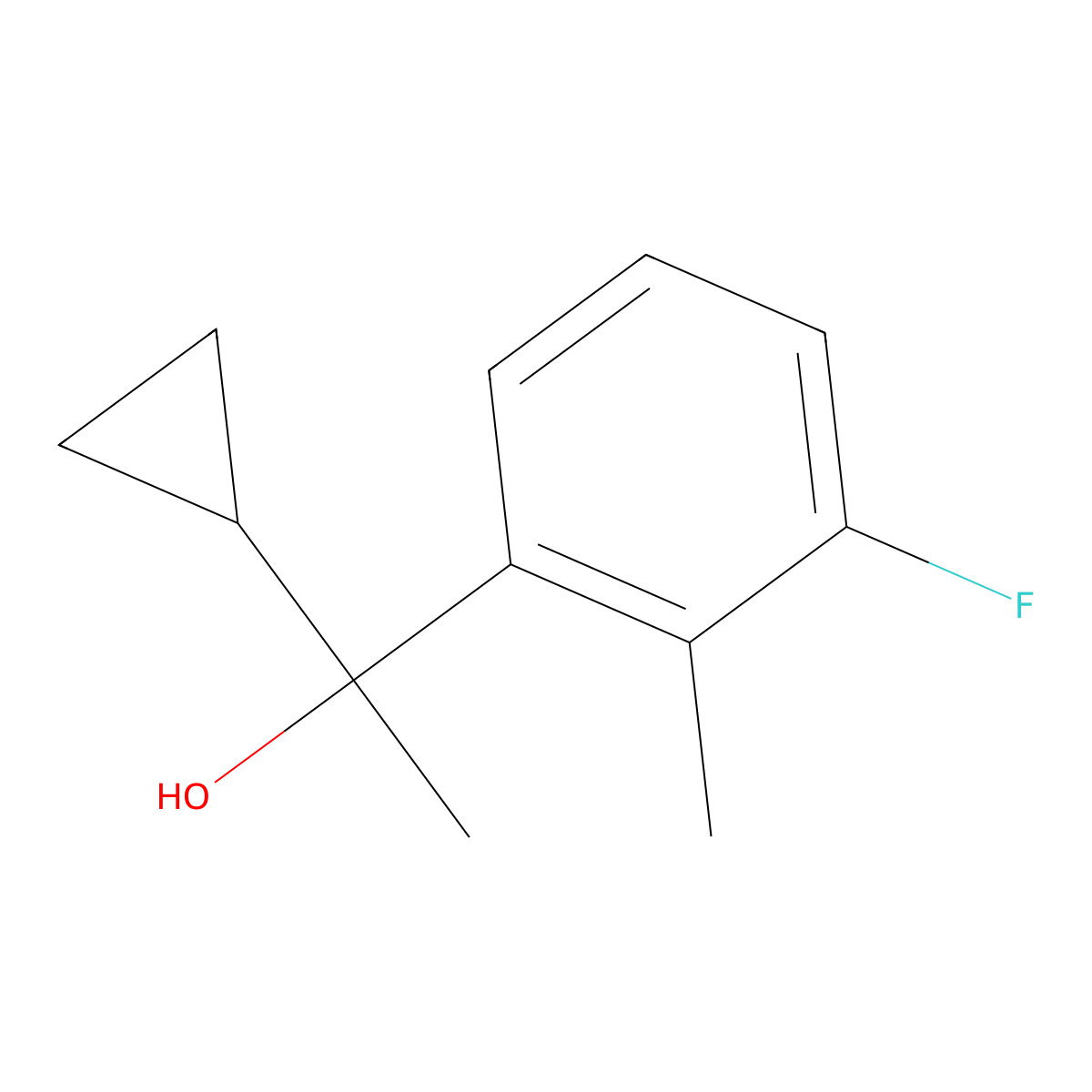 1-(3-Fluoro-2-methylphenyl)-1-cyclopropyl ethanol molecular structure, CAS 1824055-20-0