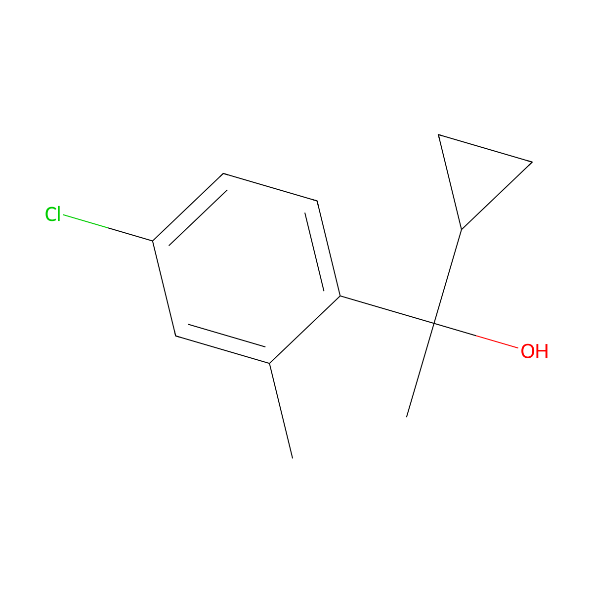 1-(4-Chloro-2-methylphenyl)-1-cyclopropyl ethanol molecular structure, CAS 1824055-32-4