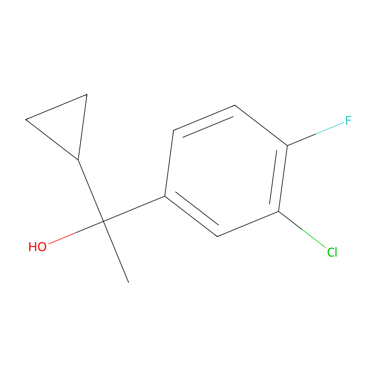 1-(3-Chloro-4-fluorophenyl)-1-cyclopropyl ethanol molecular structure, CAS 1824056-02-1