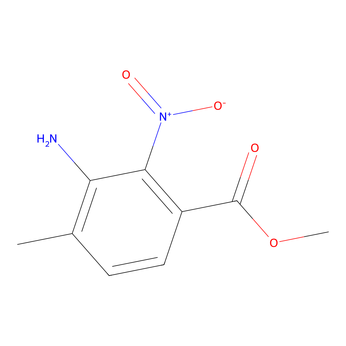 Methyl 3-amino-4-methyl-2-nitrobenzoate molecular structure, CAS 1824056-12-3