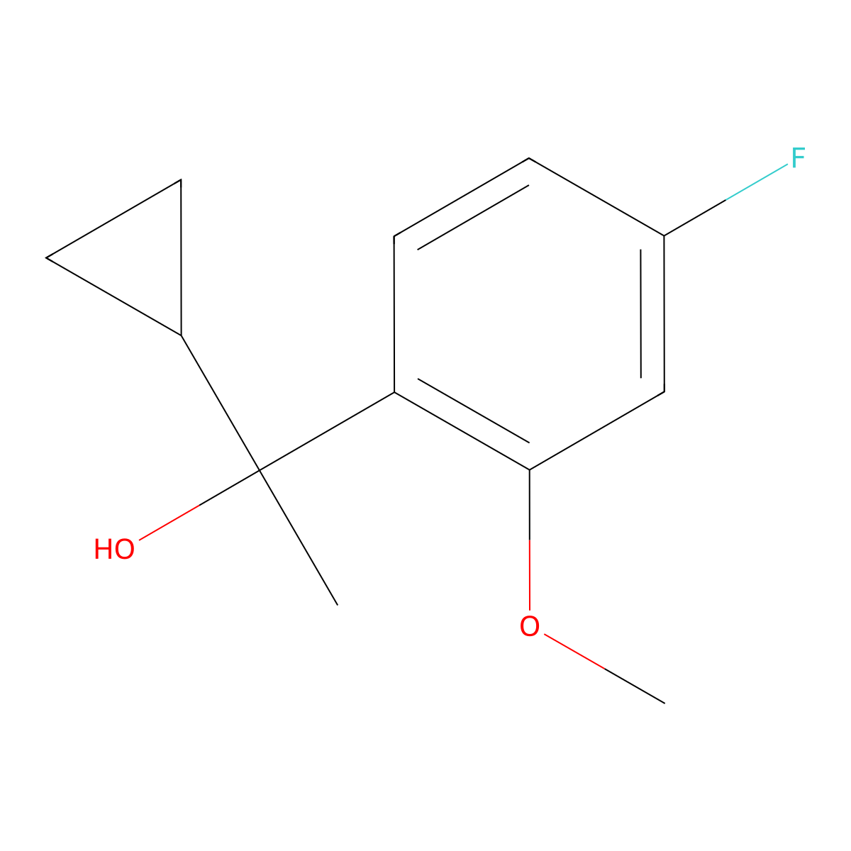 1-(4-Fluoro-2-methoxyphenyl)-1-cyclopropyl ethanol molecular structure, CAS 1824056-13-4