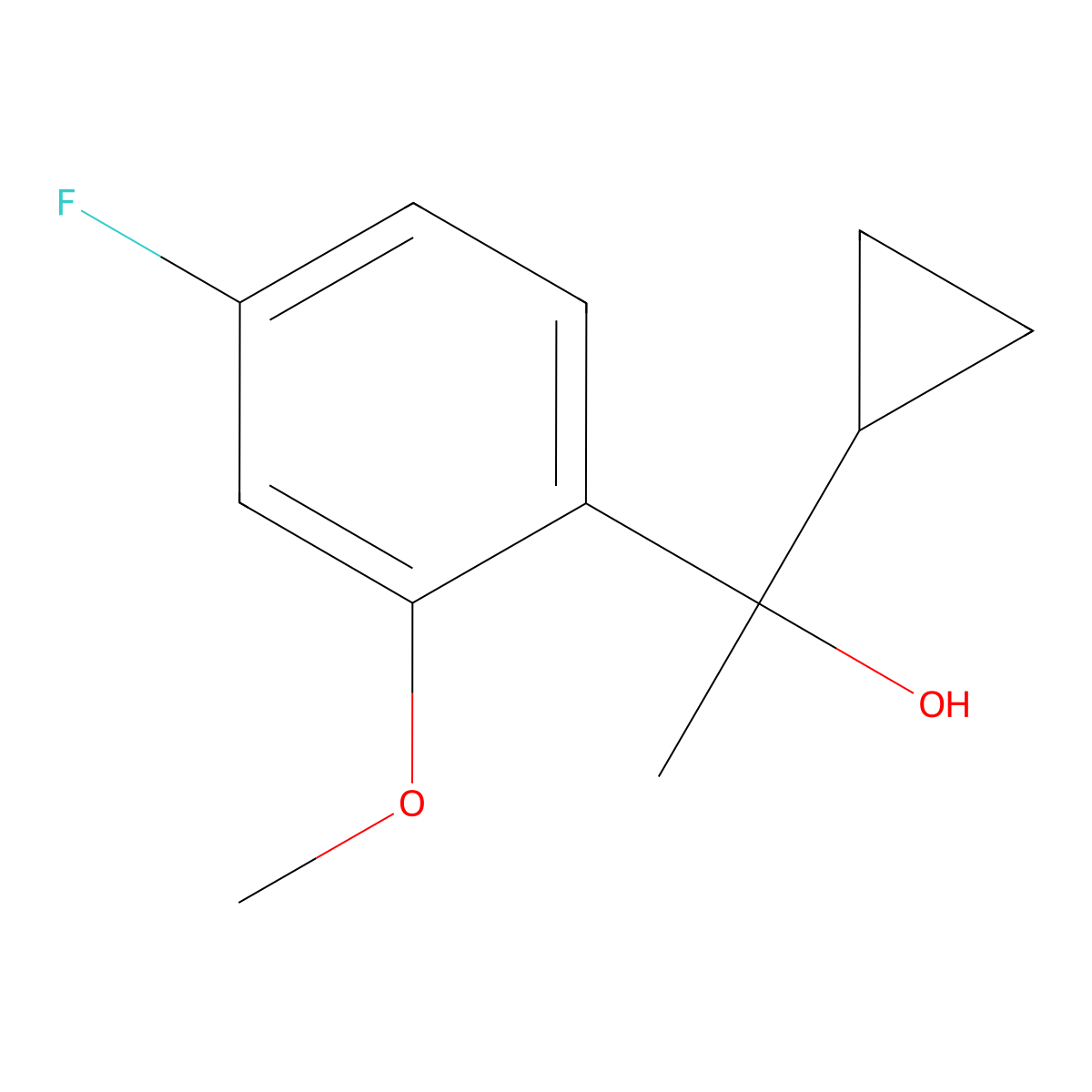 1-(4-Fluoro-2-methoxyphenyl)-1-cyclopropyl ethanol molecular structure, CAS 1824056-13-4