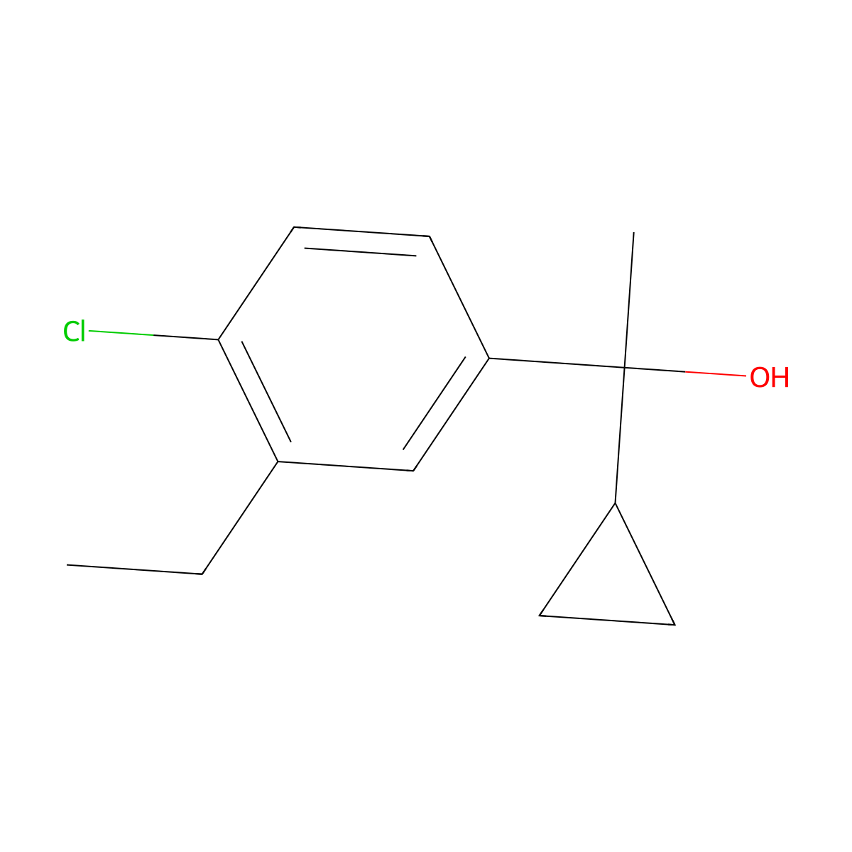 1-(4-Chloro-3-ethylphenyl)-1-cyclopropyl ethanol molecular structure, CAS 1824056-18-9
