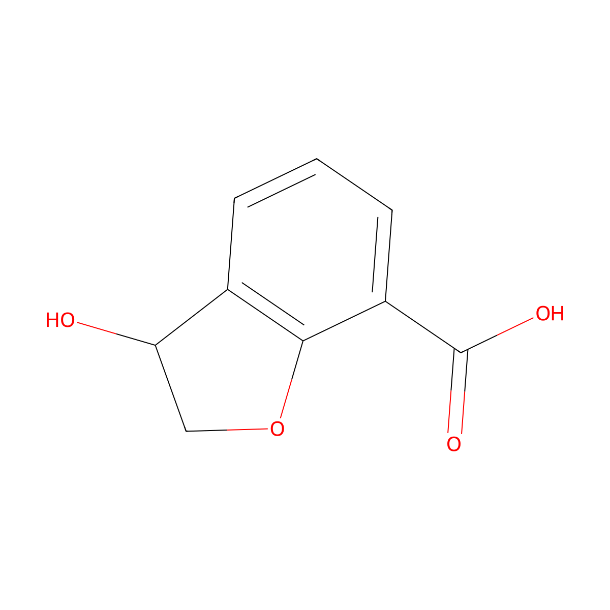 3-Hydroxy-2,3-dihydrobenzofuran-7-carboxylic acid molecular structure, CAS 1824056-40-7