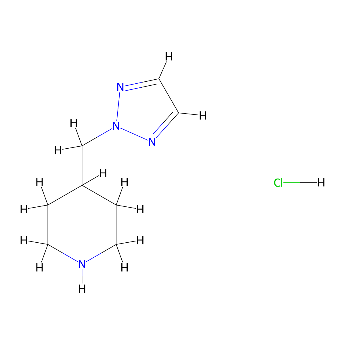 4-((2H-1,2,3-triazol-2-yl)methyl)piperidine hydrochloride molecular structure, CAS 1824057-09-1