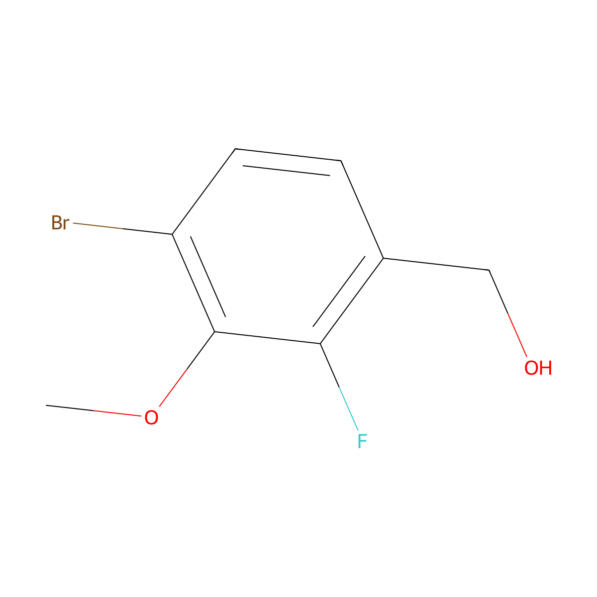 (4-Bromo-2-fluoro-3-methoxyphenyl)methanol molecular structure, CAS 1824060-26-5