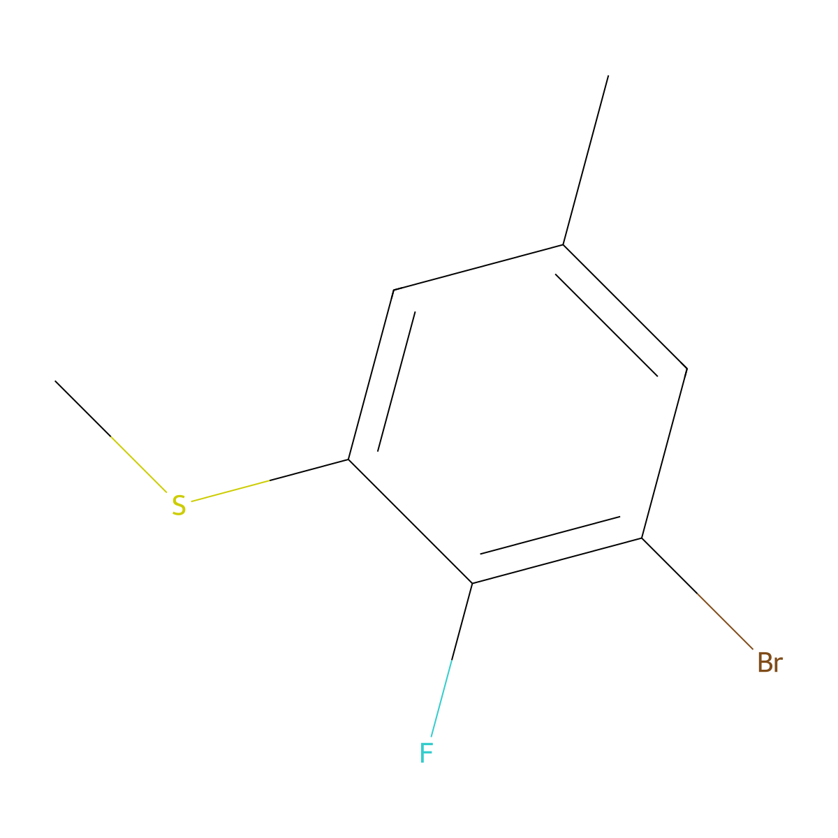(3-Bromo-2-fluoro-5-methylphenyl)(methyl)sulfane molecular structure, CAS 1824060-65-2