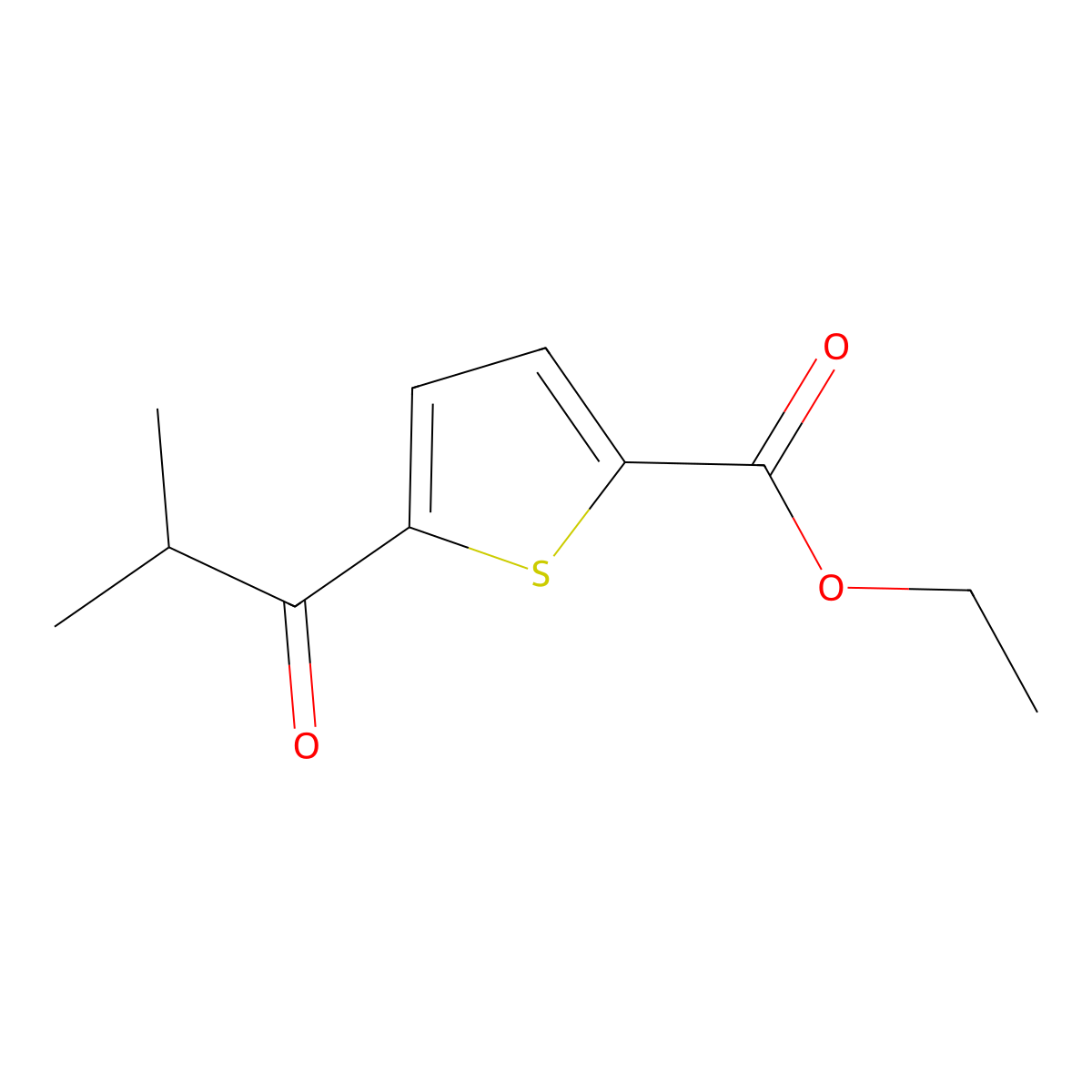 Ethyl 5-(2-methyl-1-oxopropyl)-2-thiophenecarboxylate molecular structure, CAS 1824060-87-8