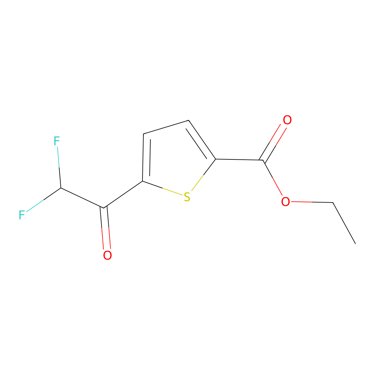 Ethyl 5-(2,2-difluoroacetyl)-2-thiophenecarboxylate molecular structure, CAS 1824061-19-9