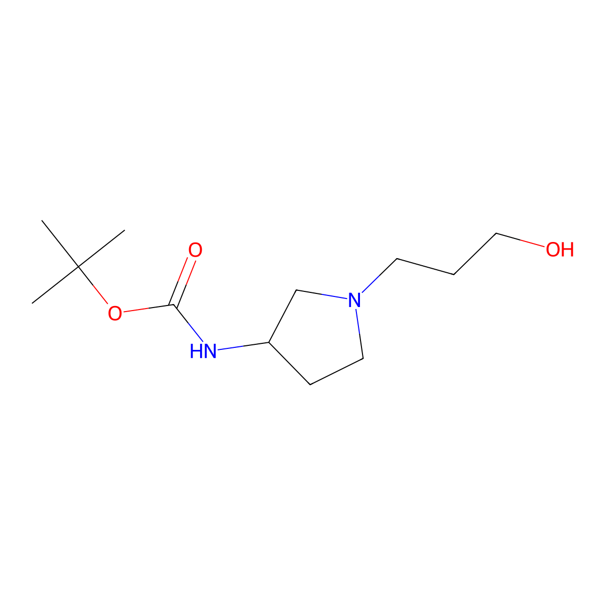 tert-butyl N-[1-(3-hydroxypropyl)pyrrolidin-3-yl]carbamate molecular structure, CAS 1824061-54-2
