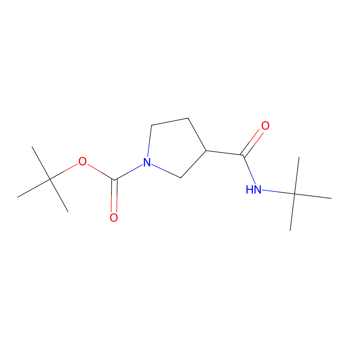 Tert-butyl 3-(tert-butylcarbamoyl)pyrrolidine-1-carboxylate molecular structure, CAS 1824062-13-6