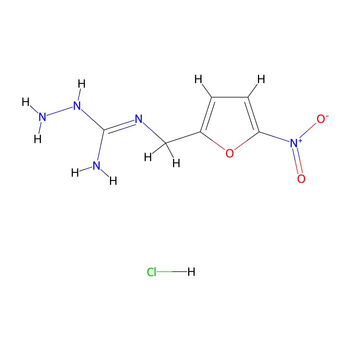 N-((5-nitrofuran-2-yl)methyl)hydrazinecarboximidamide hydrochloride molecular structure, CAS 1824063-70-8