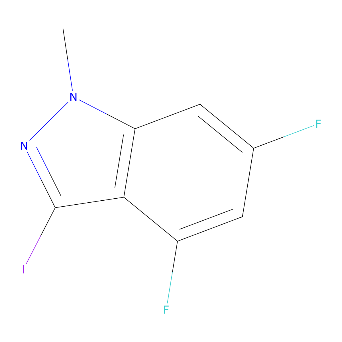 4,6-Difluoro-3-iodo-1-methyl-1H-indazole molecular structure, CAS 1824065-77-1