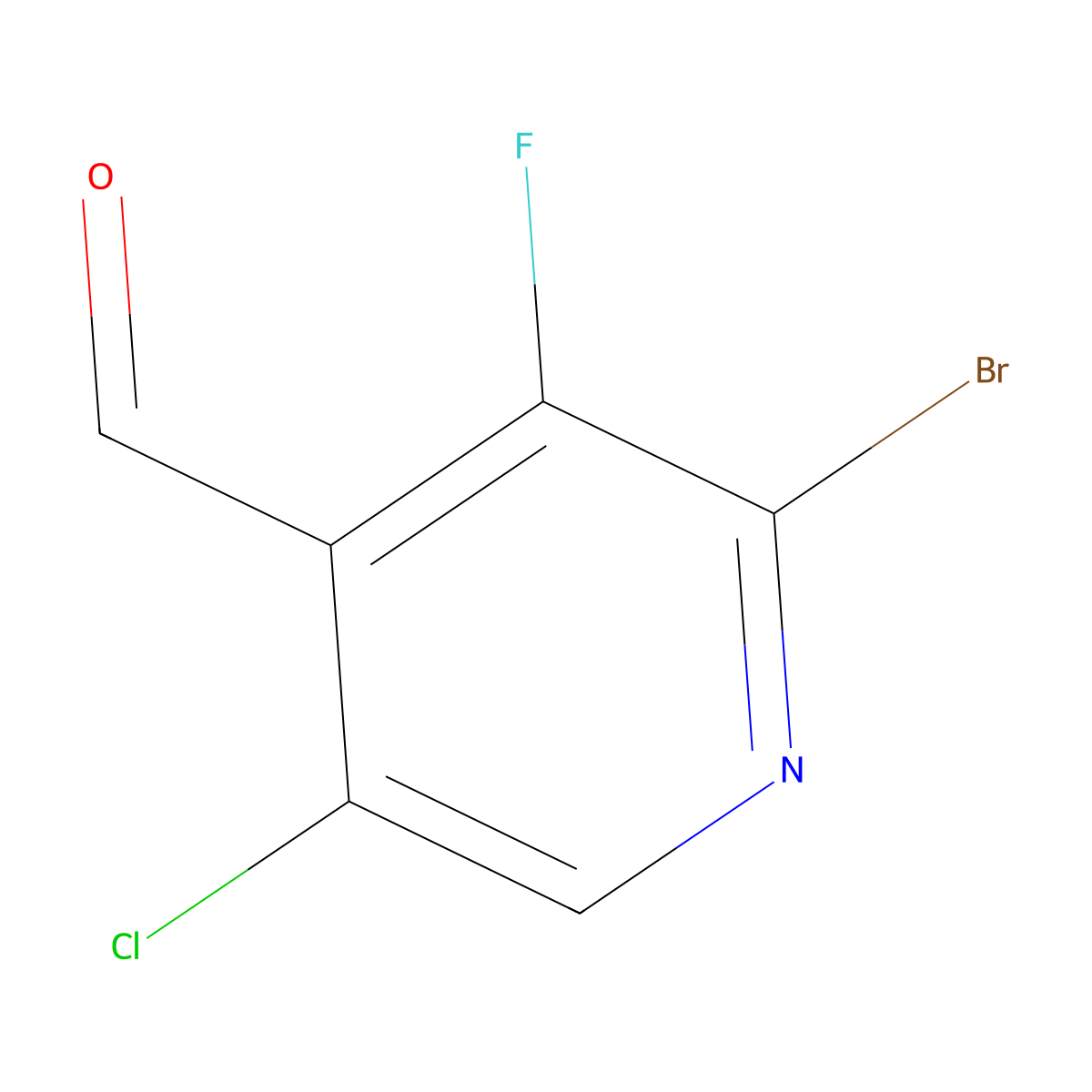 2-Bromo-5-chloro-3-fluoropyridine-4-carbaldehyde molecular structure, CAS 1824065-84-0