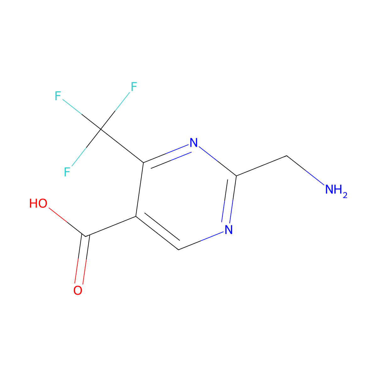 2-(Aminomethyl)-4-(trifluoromethyl)pyrimidine-5-carboxylic acid molecular structure, CAS 1824066-78-5