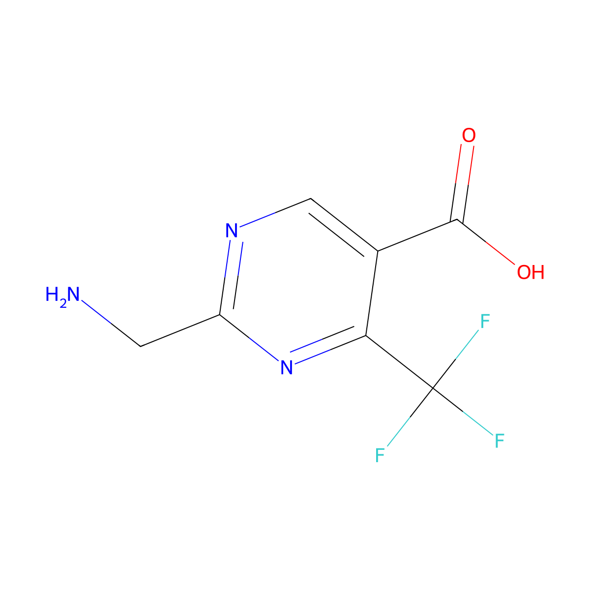 2-(Aminomethyl)-4-(trifluoromethyl)pyrimidine-5-carboxylic acid molecular structure, CAS 1824066-78-5
