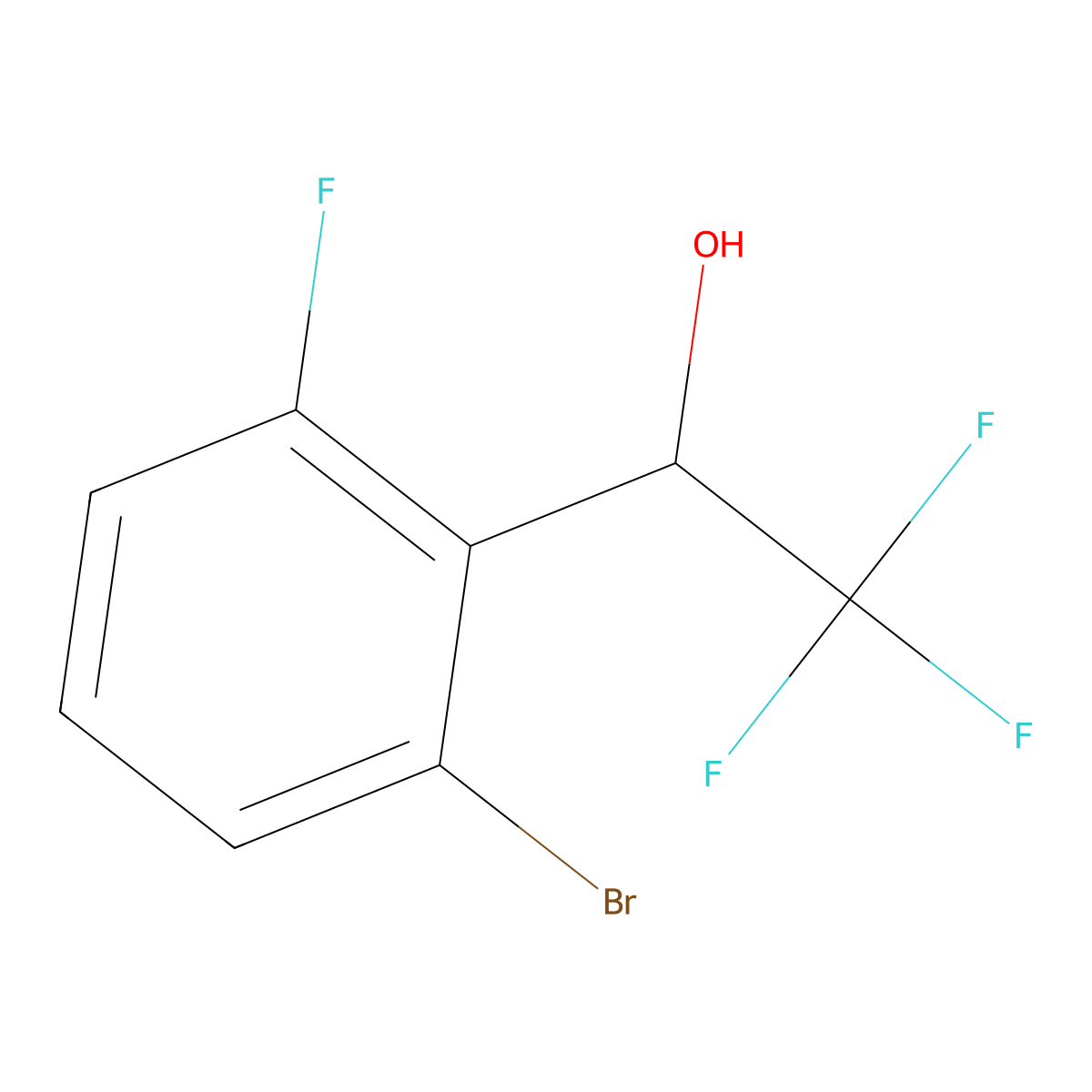 1-(2-Bromo-6-fluorophenyl)-2,2,2-trifluoroethan-1-ol molecular structure, CAS 1824069-29-5