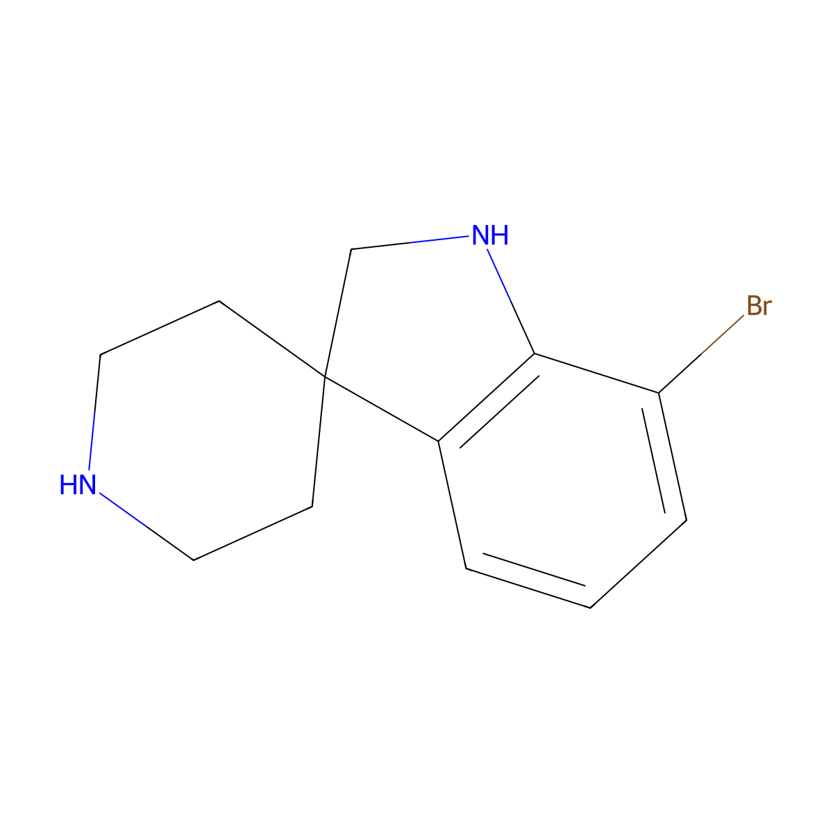 7-Bromospiro[1,2-dihydroindole-3,4'-piperidine] molecular structure, CAS 1824069-78-4