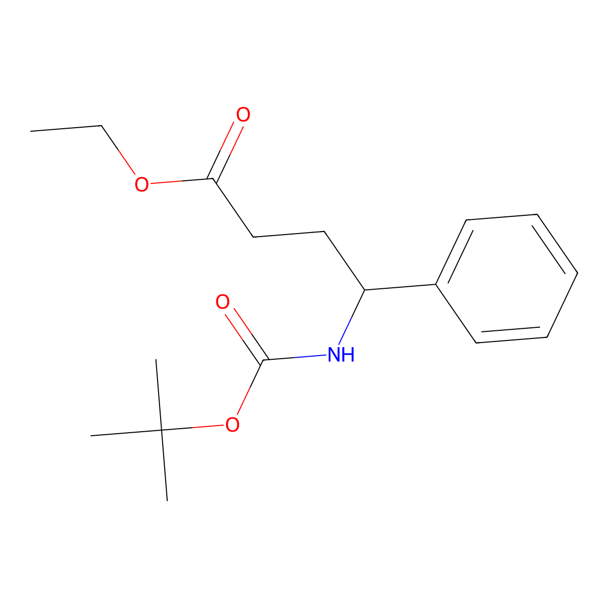 Ethyl 4-((tert-butoxycarbonyl)amino)-4-phenylbutanoate molecular structure, CAS 1824069-84-2