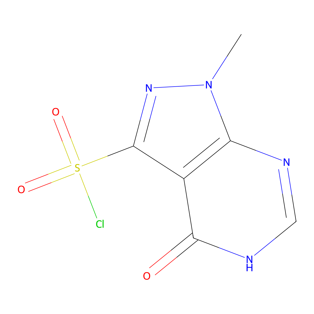 1-Methyl-4-oxo-2,4-dihydro-1H-pyrazolo[3,4-d]pyrimidine-3-sulfonyl chloride molecular structure, CAS 1824070-24-7