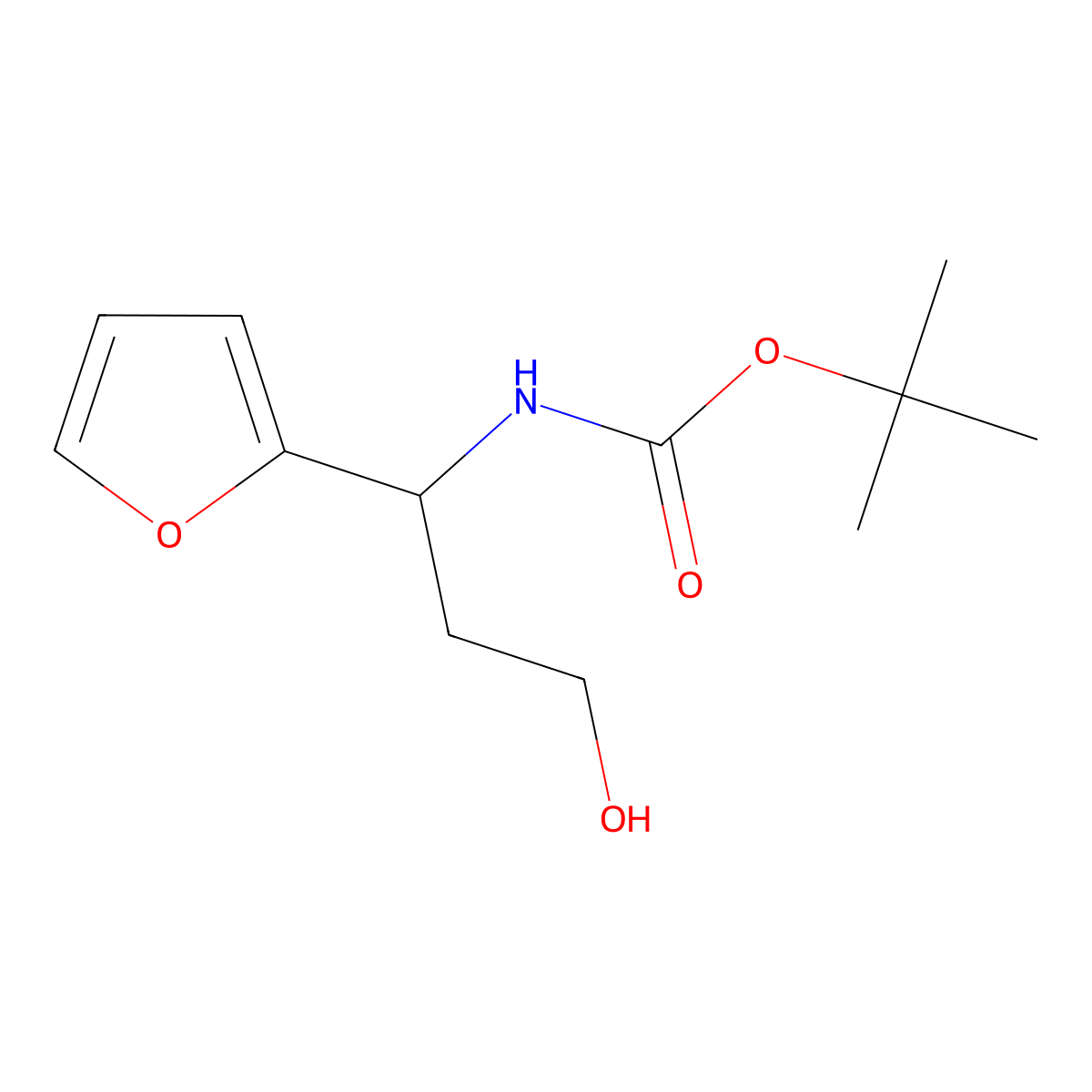 Tert-butyl n-[1-(furan-2-yl)-3-hydroxypropyl]carbamate molecular structure, CAS 1824071-19-3