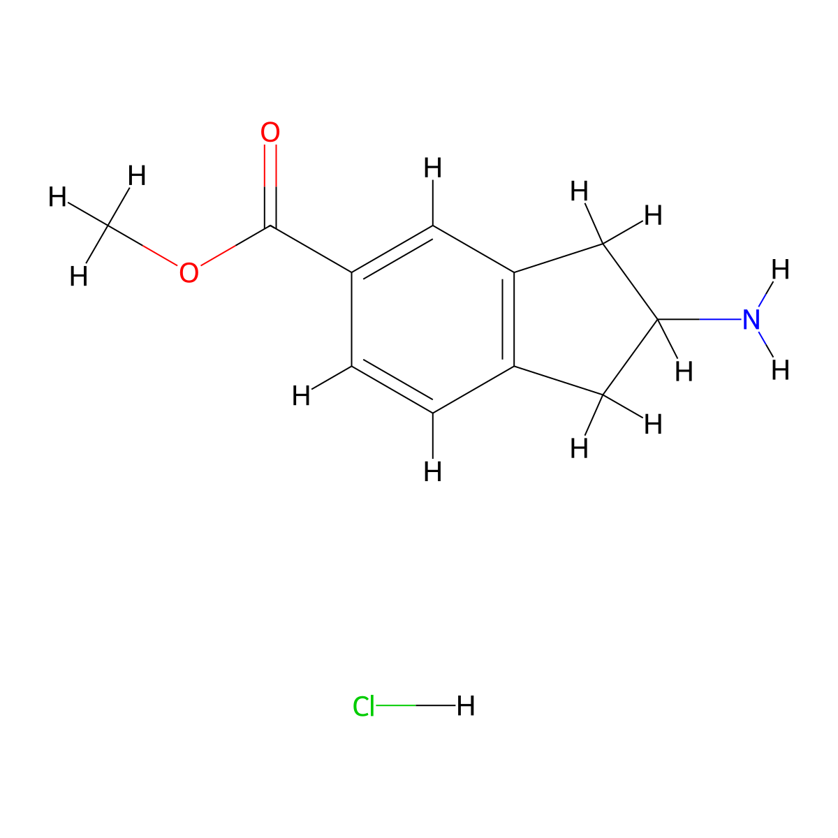methyl 2-amino-2,3-dihydro-1H-indene-5-carboxylate hydrochloride molecular structure, CAS 1824073-30-4