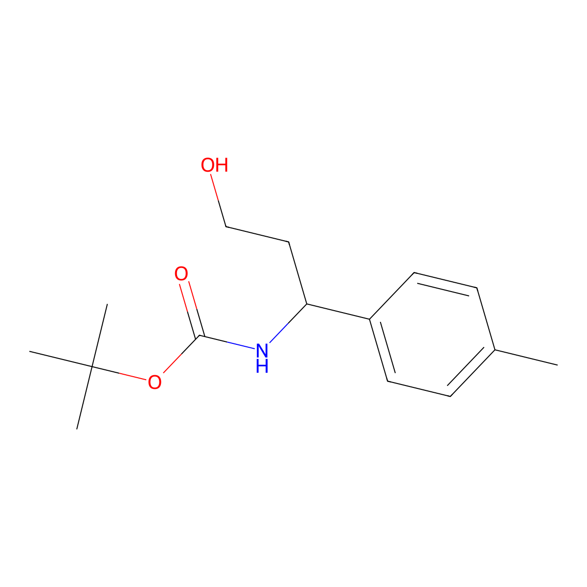tert-butyl N-[3-hydroxy-1-(4-methylphenyl)propyl]carbamate molecular structure, CAS 1824073-35-9