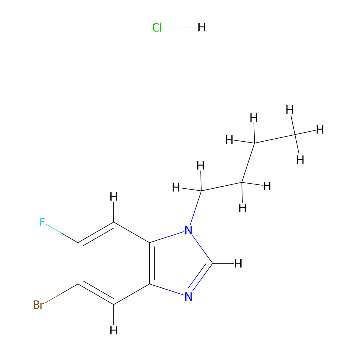 5-Bromo-1-butyl-6-fluorobenzoimidazole hydrochloride molecular structure, CAS 1824074-03-4