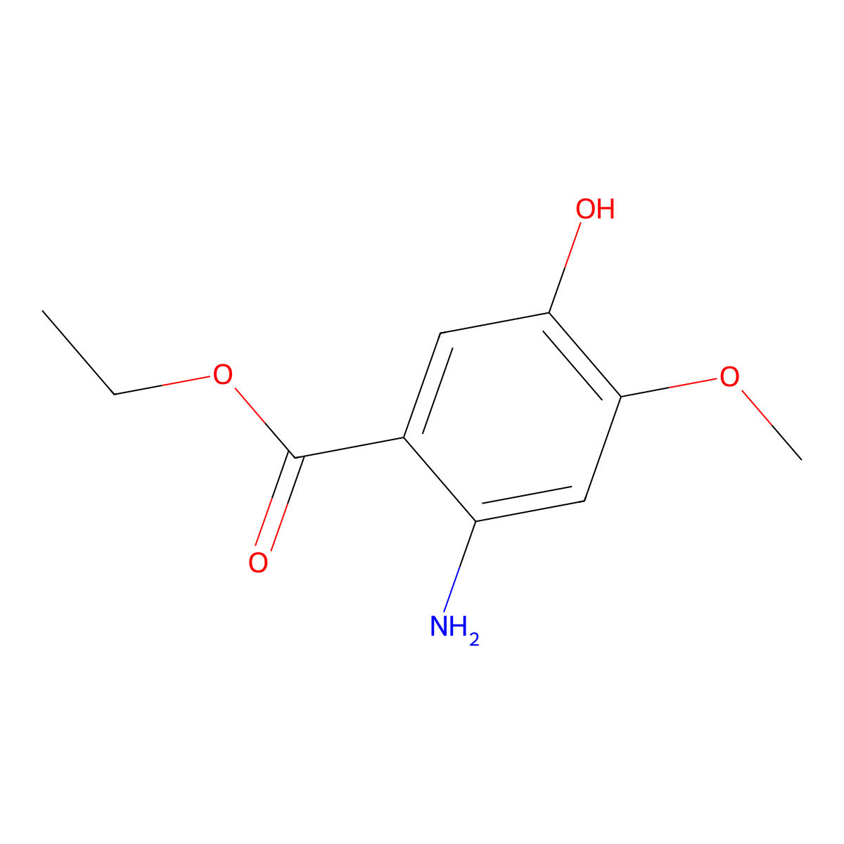 Ethyl 2-amino-5-hydroxy-4-methoxybenzoate molecular structure, CAS 1824074-68-1